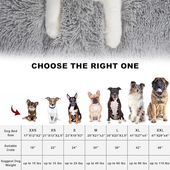 Bedfolks Plush Dog Crate Pad, Washable Dog Kennel Bed, 29"x21", Light Grey