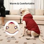 Fleece Lining Extra Warm Dog Hoodie in Winter for Large Dogs Jacket Pet Coats with Hooded,Red XXL
