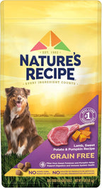 Nature's Recipe Grain Free Dry Dog Food, Lamb, Sweet Potato & Pumpkin Recipe, 4 lb. Bag