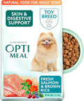 Optimeal Toy Breed Dry Dog Food – Small Kibble for Small Dogs, High Protein, Natural Ingredients, Skin & Digestive Support, Premium Nutrition – Salmon & Brown Rice, 8.8 lbs
