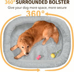 Orthopedic Washable Large Dog Bed: Cooling Dog Bed with Bolsters - Jumbo Bed Waterproof Removable Cover Non-Slip Pet Bed for Extra Large Sized - Silver