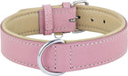 Riparo Genuine Leather Pink Dog Collar Heavy Duty K-9 Adjustable Dog Collar (L: 1.5" Wide for 17"-21" Neck, Pink)