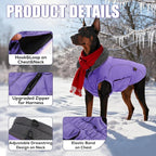 EMUST Winter Coat for Large Dogs, Windproof Dog Jacket for Cold Weather, Extra Warm Pet Winter Clothes for Small Medium Large Dogs, Purple, XXL