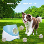 Automatic Dog Ball Launcher for Samll to Medium Dogs, Upgraded Interactive Toy Balls Thrower, Distance Adjustable Mental Stimulating Dog Toys with 4 Etpu Balls 2.2 Inch (Blue)