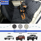 4Knines Dog Backseat Cover with Hammock for Cars, SUVs, and Trucks – Waterproof Layers, Nonslip Seat Protector, Durable Nylon Clips, K9 Shield with Heavy Duty Thread, (Regular, Black)