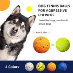 [4 Pack]E-TPU Dog Balls, 3.15'' Indestructible Tennis Balls for Dogs, Durable Bouncy Dog Toys for Aggressive Chewers, Teething Cleaning Chew Toys, Water Toy Fetch Ball for Large Medium Dog and Puppies