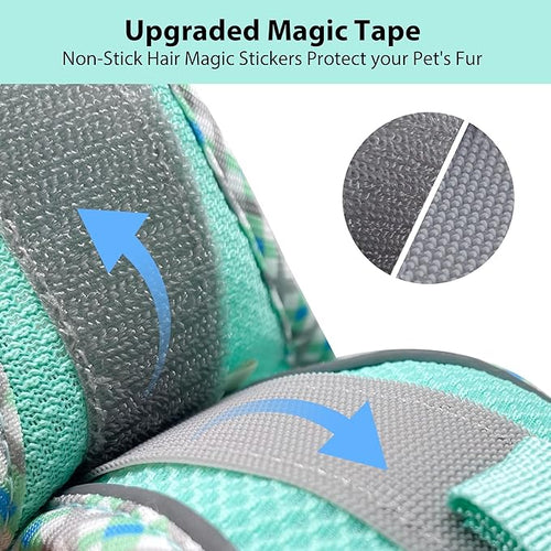 AIITLE Dog Harness and Leash Set - Ultra-Comfortable XXS-XL Vest with Strong Magic Tape & Glow-in-Dark Reflective Strips, Chafe-Free for Teddy, Schnauzer (Turquoise-Pink, M)