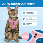 Voyager Escape Proof Cat Harness and Leash Set with Reflective Stitching, Neoprene Handle 5ft - Supports Small, Medium and Large Cats, Kittens for Walking by Best Pet Supplies - Pink, XS