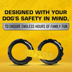 Tonka 3-Ring Tug Outdoor Dog Toy, 10.5 Inch Ring Dog Tug Toy for Medium and Large Breeds, Black/Yellow