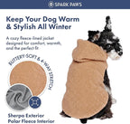 Spark Paws Teddy Dog Sweater, Sherpa Vest with Warm Fleece Lining, Winter Coat Suitable for Small Medium Large XL XXL Breeds - Brown - 2XL