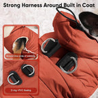 Fleece Lining Dog Hoodie with Harness Built in,Extra Warm Small Dog Jacket in Winter Puppy Coats with Drawstring Hooded,Orange M
