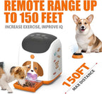 Dog Puzzle Feeder Toy, Automatic Dogs Treat Dispenser,Interactive IQ Training, Dog Slow Feeder,Remote Button Treat Dispenser,All Breeds,Large Capacity with Light (Orange)