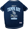MLB Tampa Bay Rays Dog T-Shirt, Large. - Licensed Shirt for Pets Team Colored with Team Logos. - Premium Stretchable Materials for The Comfort of Your Dog & cat.