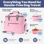 The Original Doggy Bag™ - Complete Dog Travel Bag for Supplies with 2 BPA-Free Travel Bowls & 2 Pet Food Containers - A Dog Mom Gift for Day Trips, Camping, Road Trips & Weekends Away - Lt. Pink