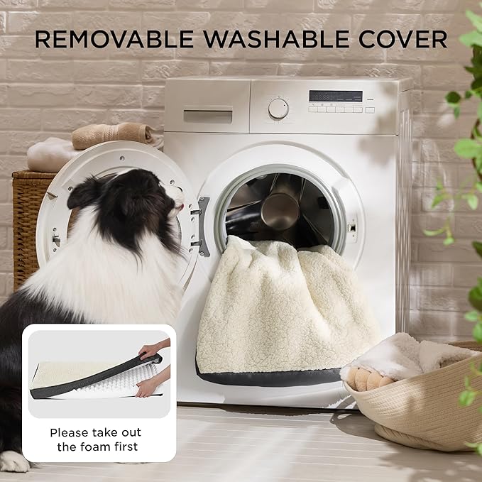 Bedsure Dog Bed Medium Size Dog - Comfy Flat Puppy Beds with Removable Washable Cover, Orthopedic Egg Crate Foam Pet Mat, Suitable for Pet Up to 30 lbs
