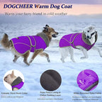 Dogcheer Dog Coat, Waterproof Dog Jacket Reflective Pet Winter Coat with Adjustable Hook & Loop, Christmas Puppy Fleece Jacket Warm Turtleneck Snowsuit for Small Medium Large Dogs - Purple, 3XL