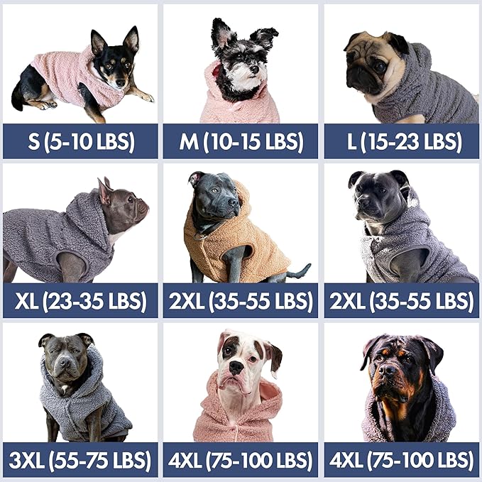 Spark Paws Teddy Dog Sweater, Sherpa Vest with Warm Fleece Lining, Winter Coat Suitable for Small Medium Large XL XXL Breeds - Brown - 2XL