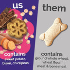 Fruitables Skinny Mini Dog Treats, Healthy Sweet Potato Treat for Dogs, Low Calorie & Delicious, Puppy Training, No Wheat, Corn or Soy, Made in The USA, Grilled Bison Flavor, 12oz