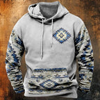 HOTYD Mens Western Aztec Sweatshirts Long Sleeve Fall Fashion Drawstring Pullover Vintage Graphic Cowboy Hoodie for Men