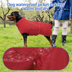 MIGOHI Dog Coat,Dog Jacket Waterproof,Winter Coat Windproof,XXL Fleece Jacket for Dogs Boy Girl,Cold Weather Coats for Dogs Hiking Camping,Golden Retriever,Labrador,Weimaraner,2XL,Red