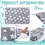 VitalCozy 2 Pack Self Warming Cat Mat Self Heating Pad Bed Reversible Machine Washable Reflects Body Heat Warm Thermal Pet Pad Crate Blanket for Feral and Indoor Cat(Star,21" X 14")