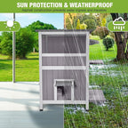 GUTINNEEN 2-Story Insulated Cat House Outdoor Large Weatherproof Outside Feral Cat Shelter Wooden Elevated Kitty Condo with Openable Roof, 2 Large Side Doors (Winter-Ready, 28" L x 22.8" D x 34.4" H)