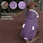 Waterproof Dog Raincoat, Adjustable Reflective Lightweight Pet Rain Clothes with Poncho Hood(X-Large, Light Purple)