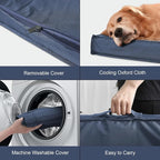 Outdoor Dog Bed for Medium Dogs, Waterproof Dog Crate Mat Orthopedic Egg Crate Foam Pet Bed with Washable Removable Oxford Cover, Navy