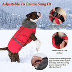 Dogcheer Warm Dog Coat, Christmas Dog Jacket Waterproof Puppy Winter Coat with Buckles, Reflective Adjustable Pet Snow Jacket Turtleneck Fleece Sweater for Small Medium Large Dogs - Red, 3XL