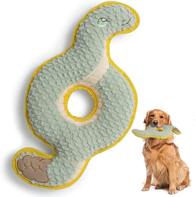 Ring Snake Squeaky Dog Toy, New 2025 Indestructible Dog Toy for Tug of War, Stuffed Toy with Two Tough Layers, Interactive Tug Training to Keep Them Busy, Green