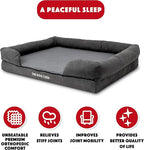 The Dog’s Bed, XL Grey Plush 43.5x34,Solid Memory Foam, Pain Relief: Arthritis, Hip & Elbow Dysplasia, Post Surgery, Lameness, Supportive, Calming, Waterproof Washable Cover, Veterinary Approved