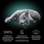 Sheba Perfect Portions Wet Cat Food Pate Savory Chicken Entree, Tender Beef Entree, and Tender Whitefish and Tuna Entree, 2.6 oz. Twin-Pack Trays (36 Count, 72 Servings)