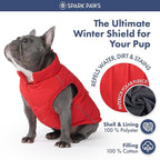 Spark Paws Dog Winter Jacket, Water-Resistant Coat, Warm Reflective Windproof Fleece-Interior, for Medium and Large Dogs - Red - L