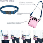 Dog Treat Pouch with Magnetic Closure 4-Cup Silicone Bag Fanny Pack Holder with Clicker 4 Ways to Wear Front Pocket Fits All Phones Ideal for Leash, Pet Walking and Training（Pink）