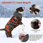 Dogcheer Warm Dog Coat, Waterproof Dog Jacket Christmas Puppy Winter Coat with Buckle, Reflective Adjustable Pet Snow Jacket Turtleneck Fleece Sweater for Small Medium Large Dogs - Orange Camo, XL