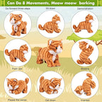 Pattern Yellow Plush Cat Stuffed Animal Interactive Cat Robot Toy, Barking Meow Kitten Touch Control, Electronic Pet Kitty Toy, Animated Toy Cat for Girl Baby L:12" * H:8" * W:5"