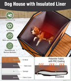 Insulated Dog House, Outdoor Dog House for Winter, Weatherproof Wooden Dog Kennel with Porch, Iron Frame, Openable Roof & Removable Floor