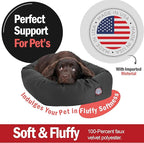 Majestic Pet 32 Inch Bagel Calming Dog Bed - Washable, Cozy Soft Round With Spine Support - Fluffy Donut 32x23x7 Inch for Medium Dogs to Rest Their Head - Gray