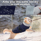 Lelepet Warm Dog Coat Waterproof Dog Jacket for Large Dogs Reflective Fleece Vest with Adjustable Buckle Hook & Loop Windproof Cold Weather Coats for Small Medium Large Dogs, Navy Blue, XXL