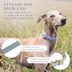 NINA WOOF Cupertino Dog Collars, Harnesses & Leashes Made from Vegan Leather with Dog Tracker Device Holder Adjustable Dog Collar (Small, Blue)