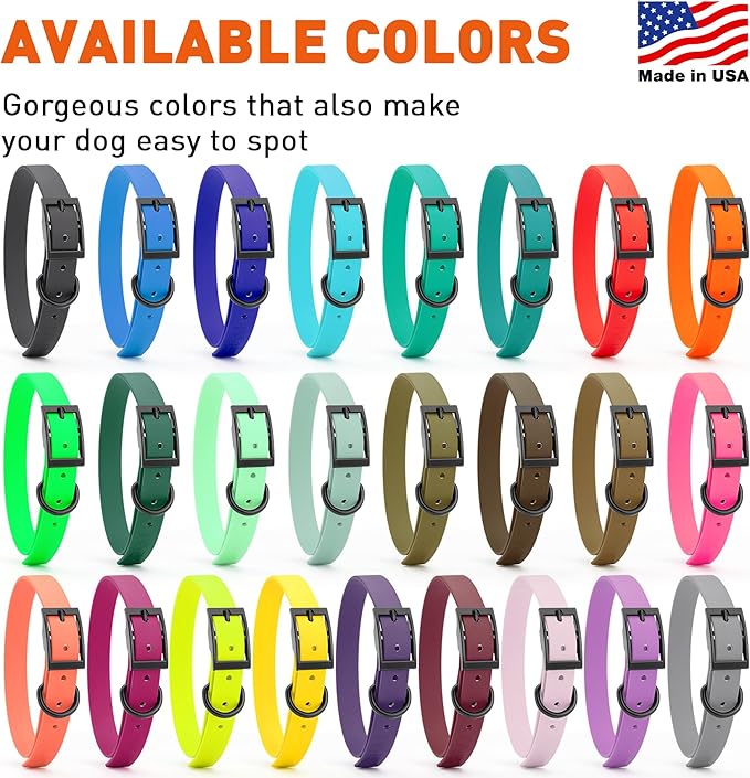 Dogline Biothane Waterproof Dog Collar Strong Coated Nylon Webbing with Black Hardware Odor- Proof for Easy Care Easy to Clean High Performance Fits Small Medium or Large Dogs, Coyote Brown