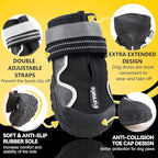 Dog Shoes for Large Small Medium Dogs,Dog Booties for Indoor Hardfloors Anti-Slip,Reflective Strip Waterproof Dog Boots & Paw Protectors for Outdoor Walking Hot Pavement,Winter Snow (Black-8)
