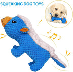 IOKHEIRA Dog Plush Toys for Aggressive Chewers, Indestructible Dog Squeaky Toys with Crinkle Paper, Durable Teething Chew Toys for Medium and Large Breed (Blue)