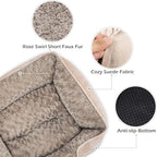 INVENHO Large Rectangle Orthopedic Dog Bed for Medium Small Dogs, Washable Soft Calming Puppy Sleeping Cuddler With Anti-Slip Bottom L(30"x24"x9")