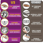 Raised cat Bowls for Indoor Cats by WinTruffles, Elevated cat Bowls, Tilted and Elevated Anti Vomiting Cat Dishes for Food and Water, Set of 2 Stainless Steel Bowl