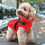 Dog Winter Coat Reflective Water-Resistant Jacket, Fleece Lined Windproof Puppy Coat with Back Zipper & D-Ring, Cold Weather Dog Coats for Small Medium Large Dogs (M, Red)
