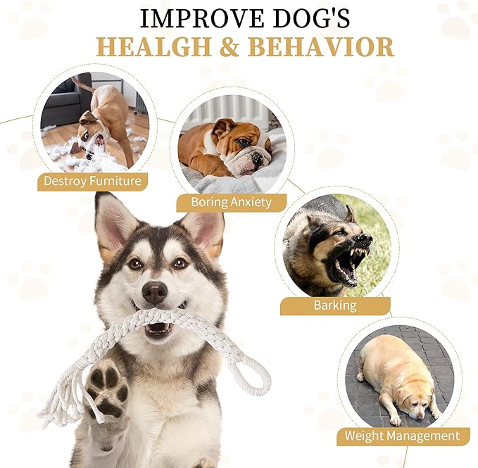Dog Rope Toys for Large/Medium Aggressive Chewers, Tough Cotton Chew Toy, 18in Indestructible, Tug of War Dog Pull Rope Teeth Cleaning (2 pack-18Inch)