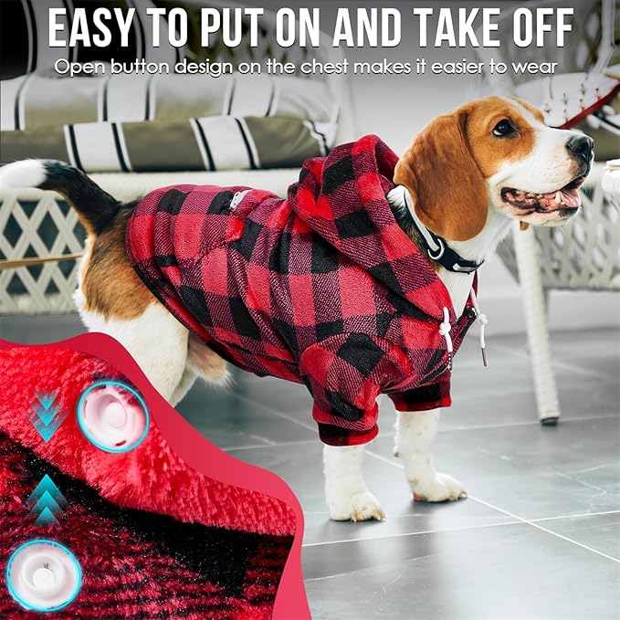 SlowTon Dog Hoodie Tie Dye - Warm Dog Sweater Hoodies with Pocket, Fall Winter Dogs Coat Jacket Pet Outfit Puppy Hooded Sweatshirt Clothes for Small Medium Large Dogs Boy Girl (Red, L)