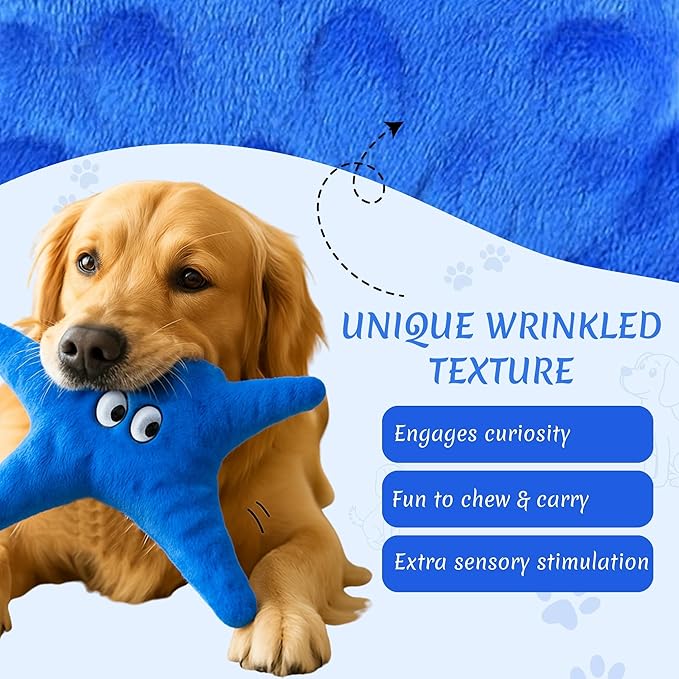 Squeaky Starfish Dog Toy for Small Medium Dogs - Chew Toy, Machine Washable and Anxiety Relief Gift