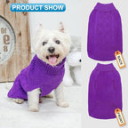 Mihachi Turtleneck Dog Sweater - Winter Coat Apparel Classic Cable Knit Clothes with Leash Hole for Cold Weather, Ideal Gift for Pet in New Year